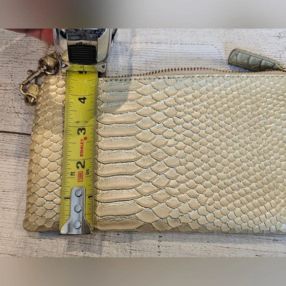 Devi Kroell For Target Gold Zip Faux Snakeskin Wristlet Mini Clutch w/ Strap - Picture 7 of 11